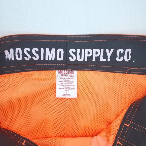 Mossimo Boardshorts Mens 28 / Boys 16 Bright Neon Orange Mesh Lined - Picture 2 of 12